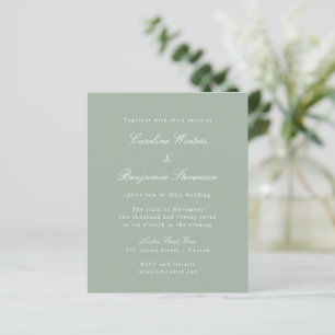 Budget Sage Formal Élégant Mariage Invitation