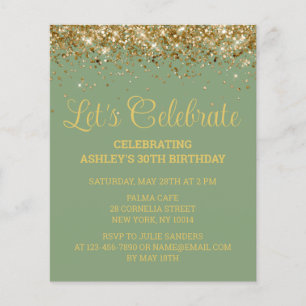 Budget Sage Green 30e anniversaire Invitation de f