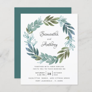 Budget Sage Green Botanical Faire-part de mariage