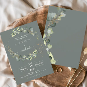 Budget Sage Green Eucalyptus Invitations de mariag