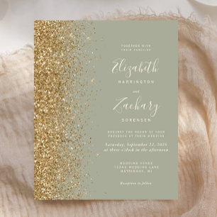 Budget Sage Green Gold Faux Parties scintillant Ma