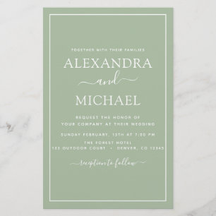 Budget Sage Green Mariage Typographie moderne