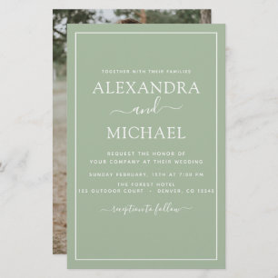 Budget Sage Mariage vert avec invitation photo