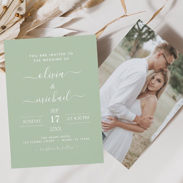 Budget Sage Mariage vert avec invitation photo (Créateur téléchargé)
