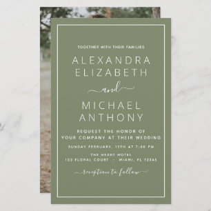 Budget Sage Mariage vert avec invitation photo