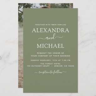 Budget Sage Mariage vert avec invitation photo