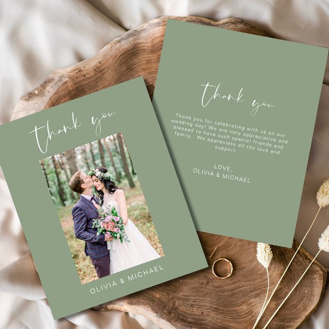 Budget Sage Merci Mariage vert photo (Créateur téléchargé)