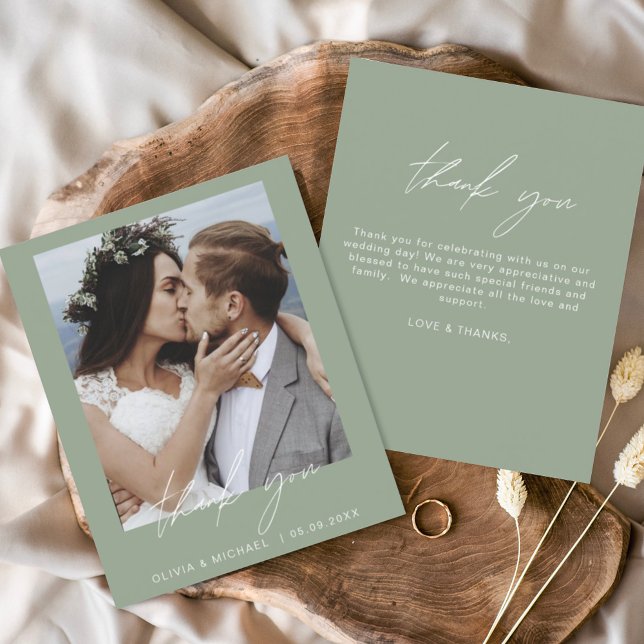 Budget Sage Merci Mariage vert photo (Créateur téléchargé)