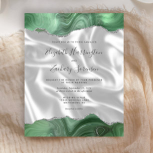 Budget Sage Vert Argent Agate Mariage de soie blan