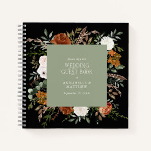 Budget sage vert floral mariage livre d'hôte rusti