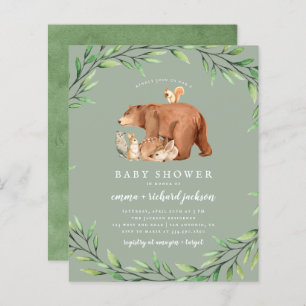Budget Sage Vert Forêt Animaux Baby shower