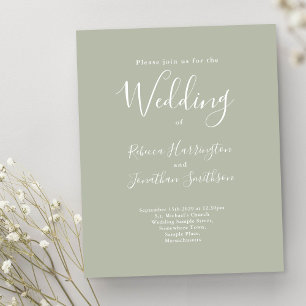 Budget Sage Vert Mariage moderne Invitation RSVP