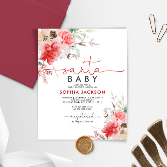 Budget Saint Noël Père Noël Baby shower Invitation (Créateur téléchargé)