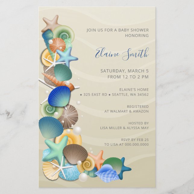 Budget Sandy Ocean Beach Bébé Douche Invitations (Devant)