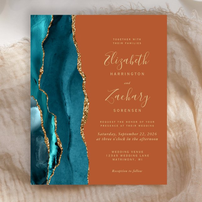 Budget Sarcelle Agate Orange Brûlé Rouille Mariage (Créateur téléchargé)