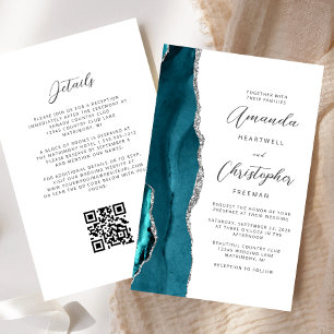 Budget Sarcelle Bleu Argent Agate Code QR Mariage