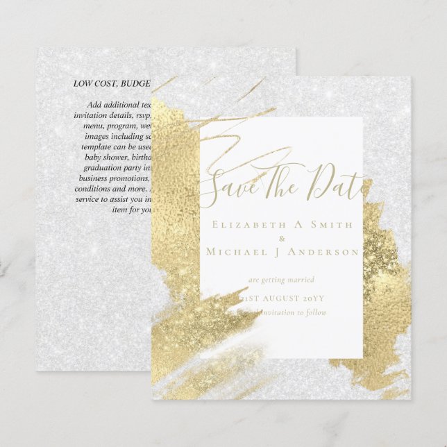 BUDGET SAVE DATES Look Abstrait Paillettes Feuille (Devant / Derrière)