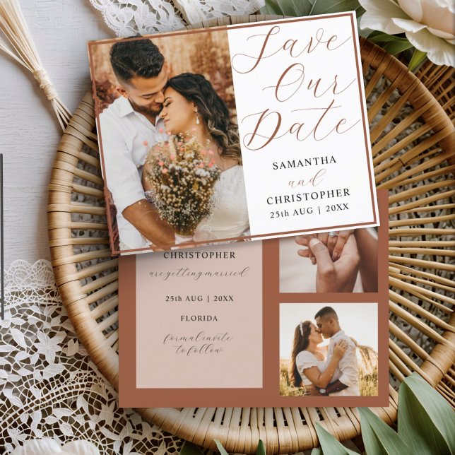 Budget Save Our Date Terracotta Photo Wedding (Créateur téléchargé)