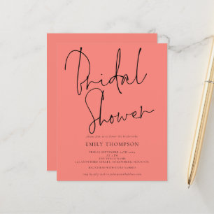 Budget Script Coral Rose nuptiale douche Invitatio