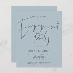 Budget Script Engagement Party Dusty Blue Invitati