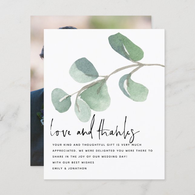 Budget Script Eucalptus Merci photo nouvellement m (Devant / Derrière)