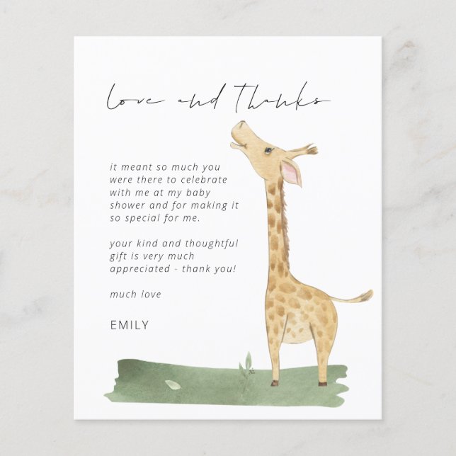 Budget Script Giraffe Baby shower Amour et Merci (Devant)
