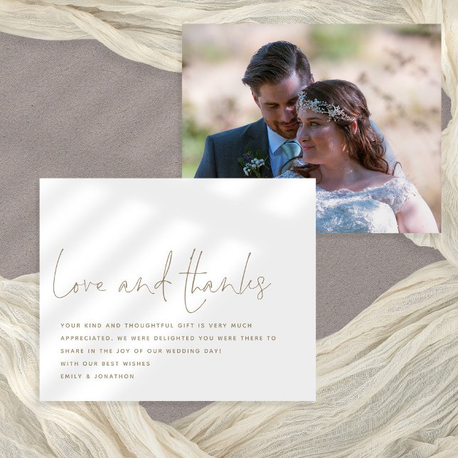 Budget Script Love Thanks Photo Mariage Merci (Front and back view)