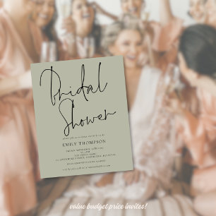 Budget Script Lumière Sage Bridal Show Invitation