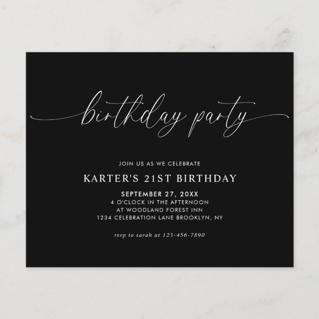 BUDGET Script minimal Noir Blanc Adulte Anniversai (Devant)