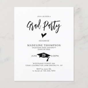 BUDGET Script moderne Coeur Grad Party Graduation