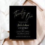 Budget Script noir et or 21e anniversaire<br><div class="desc">Célébrez 21 ans de style avec un script minimaliste Invitation d'anniversaire noir et or! Avec des accents noirs et or élégants, une typographie de script élégante et un design épuré et moderne, cette invitation donne le ton d'une célébration sophistiquée. Parfait pour tous les lieux, des salons chic aux réunions intimes,...</div>