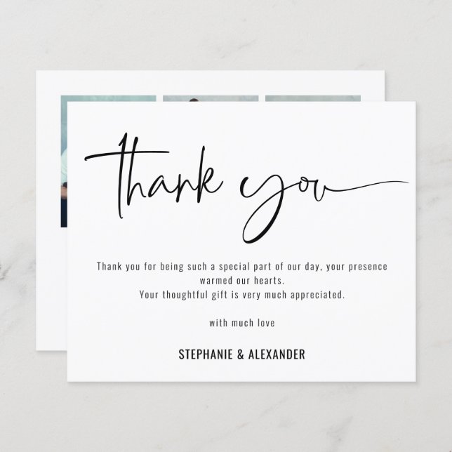 Budget Script QR Code 3 photos Mariage Merci (Devant / Derrière)