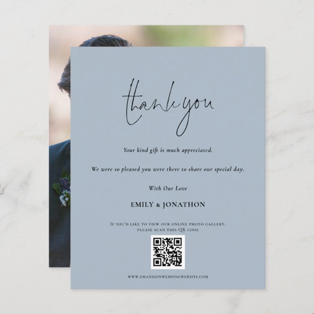 Budget Script QR Code Mariage photo bleu Merci (Devant / Derrière)