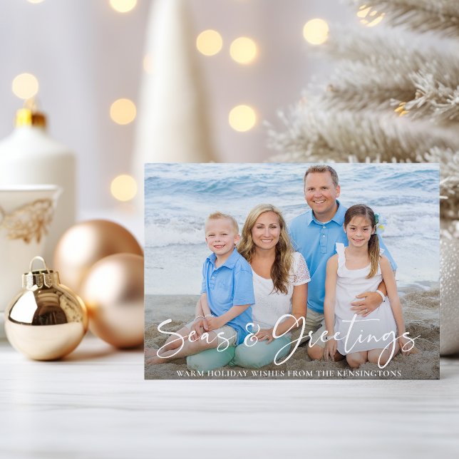 Budget Seas et salutations Nautique Fête Photo (Budget Seas and Greetings Nautical Holiday Photo Card)