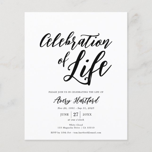 Budget Service funéraire moderne Célébration de la (Devant)