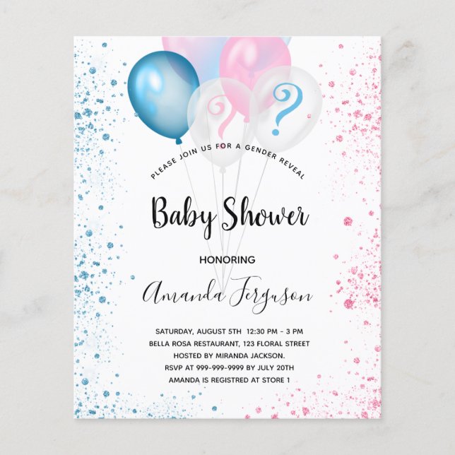 Budget sexe révéler baby shower garçon fille parti (Devant)