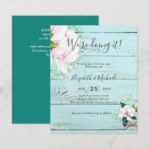BUDGET Shabby Pink Magnolia Chic Wedding Invitatio