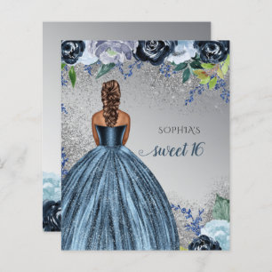 Budget Silver Blue Robe Sweet 16 anniversaire