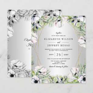 Budget Silver Floral Faire-part de mariage géométr