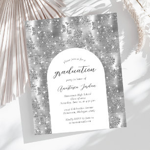Budget Silver Glam Floral Arch Invitation