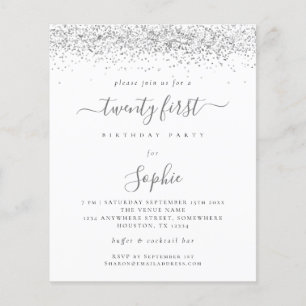 Budget Silver Parties scintillant Girly Invitation