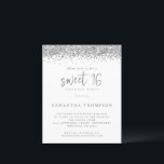 Budget Silver Parties scintillant Sweet 16 Invitat<br><div class="desc">Budget Silver Parties scintillant Sweet 16 Invitation. Un prix économique PETIT 4, 5 po x 5, 6 po alternatif. Disponible dans un STOCK CARTE SEMI GLOSS 110 lb qui est l'option par défaut (recommandé pour les invitations), OU un STOCK PAPIER THINNER SATIN FINISH 80 lb (idéal pour les boîtiers). Une...</div>