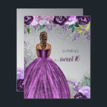 Budget Silver Purple Robe Sweet 16 anniversaire<br><div class="desc">Parties scintillant d'argent violet robe étincelante doux 16 Anniversaire Invitation</div>
