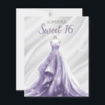 Budget Silver Purple Robe Sweet 16 invitation<br><div class="desc">Budget Argent Purple Éperche robe douce 16 Anniversaire Invitation</div>