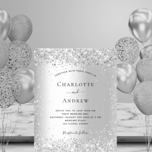 Budget Silver QR code RSVP faire-part de mariage