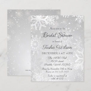Budget Silver Snowflakes Invitation de la douche n