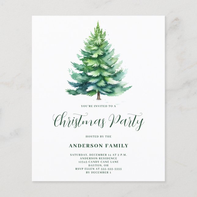 Budget Simple Arbre Noël Invitation (Devant)