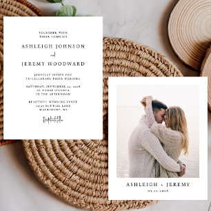 Budget Simple Black and White Photo Wedding Invita