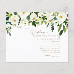Budget Simple Blanc Floral & Mariage Or