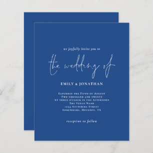 Budget Simple Bleu Bleu QR Code Mariage Invitation
